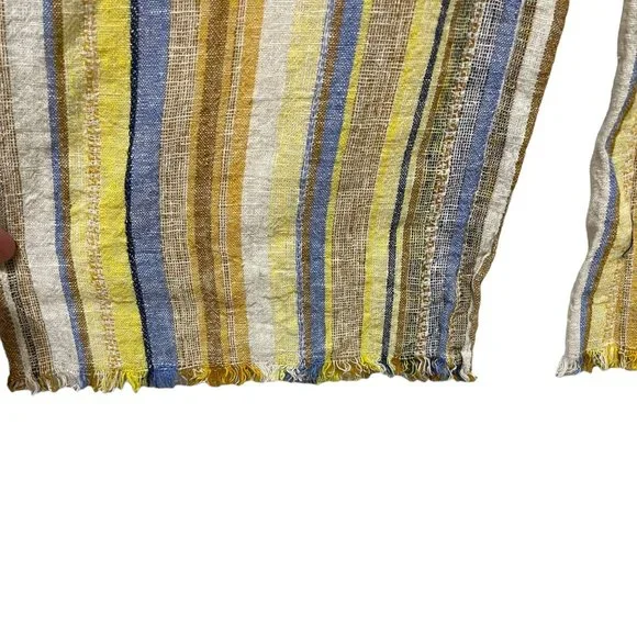 Drew Anthropologie Striped Linen Blend Sleeveless Raw Hem Jumpsuit - Picture 5 of 7